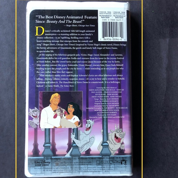 THE HUNCHBACK OF NOTRE DAME Disney VHS - Picture 5 of 12